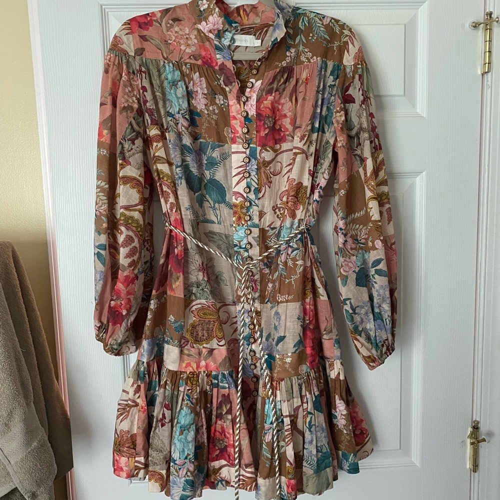 ZIMMERMANN Cassia Drop-Waist Mini Dress